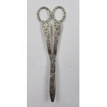 JAMES WAKELY AND FRANK CLARKE WHEELER A PAIR OF VICTORIAN SILVER GRAPE SCISSORS having chased floral