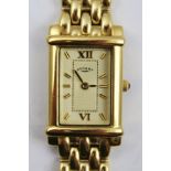 A 'ROTARY' GOLD PLATED LADY'S WRIST WATCH of tank form with bracelet strap