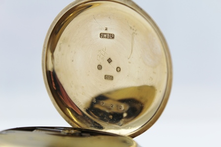 J.W. BENSON LTD. OF LUDGATE HILL, LONDON A 9CT GOLD HALF HUNTER CASED POCKET WATCH, having white - Image 7 of 9