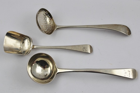 WILLIAM ELEY AND WILLIAM FEARN A GEORGE III SILVER SAUCE LADLE, London 1797 together with a GEORGIAN