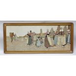 AFTER HASSIERS 'Netherland Harbour Scene', figures on a quay sorting the catch, colour print in