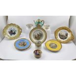 A COLLECTION OF LATE VICTORIAN PRATT WARE, includes two side-handled serving dishes, five plates,