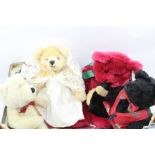 FOUR COLLECTABLE TEDDY BEARS; "The English Teddy Bear Company" Bride and Groom with numbered