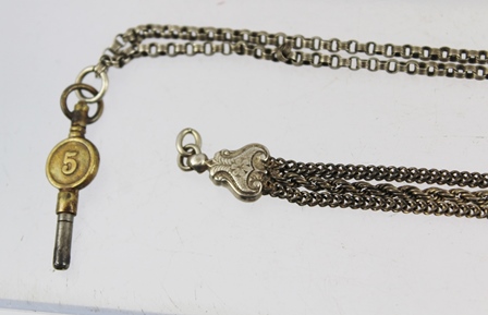 TWO VICTORIAN SILVER ALBERTINE WATCH CHAINS - Image 4 of 5