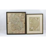 AFTER RICHARD BLOME (1635-1705) A General "Mapp" of Shropshire with its hundreds, hand coloured,