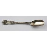 WILLIAM EATON AN EARLY VICTORIAN SILVER STILTON SCOOP having shell cast handle engraved with a