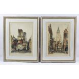 AFTER EDWARD W. SHARLAND (1884-1967) "Notre Dame, Paris" and another, two coloured Engravings,