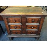 A mahogany chest of drawers with panelled inlay, possibly late 18th Century.