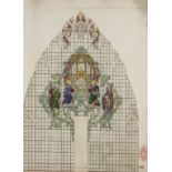 JOHN HARDMAN & CO. STUDIO. Two unframed, ink and watercolours on paper, stained glass window design,