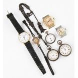 A lot to include three crown wind open face fob watches, two stamped 0.935, one with watch chain,