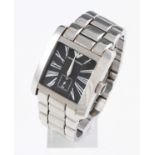 An Emporio Armani quartz wrist watch, the black dial having hourly Roman numeral markers with