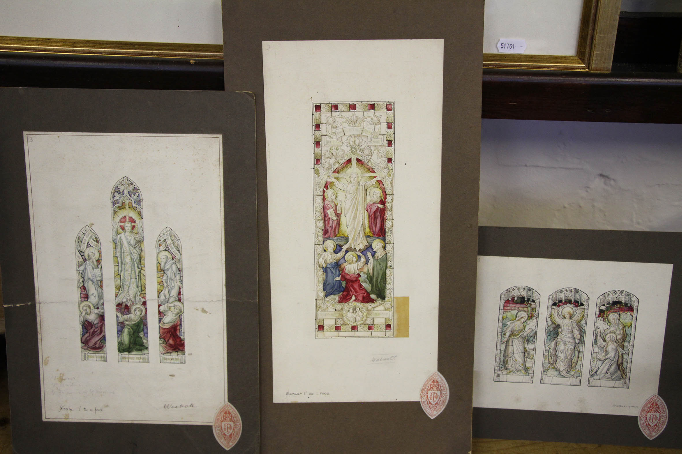 JOHN HARDMAN & CO. STUDIO. Four unframed, three mounted, ink and watercolours on paper, stained