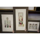 JOHN HARDMAN & CO. STUDIO. Four unframed, three mounted, ink and watercolours on paper, stained