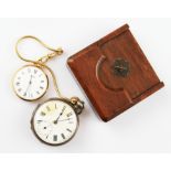 A lot to include a white metal key wind open face pocket watch, the white enamel dial having