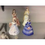 Four Coalport figures to include 'Autumn Time' and 'Joanne'.