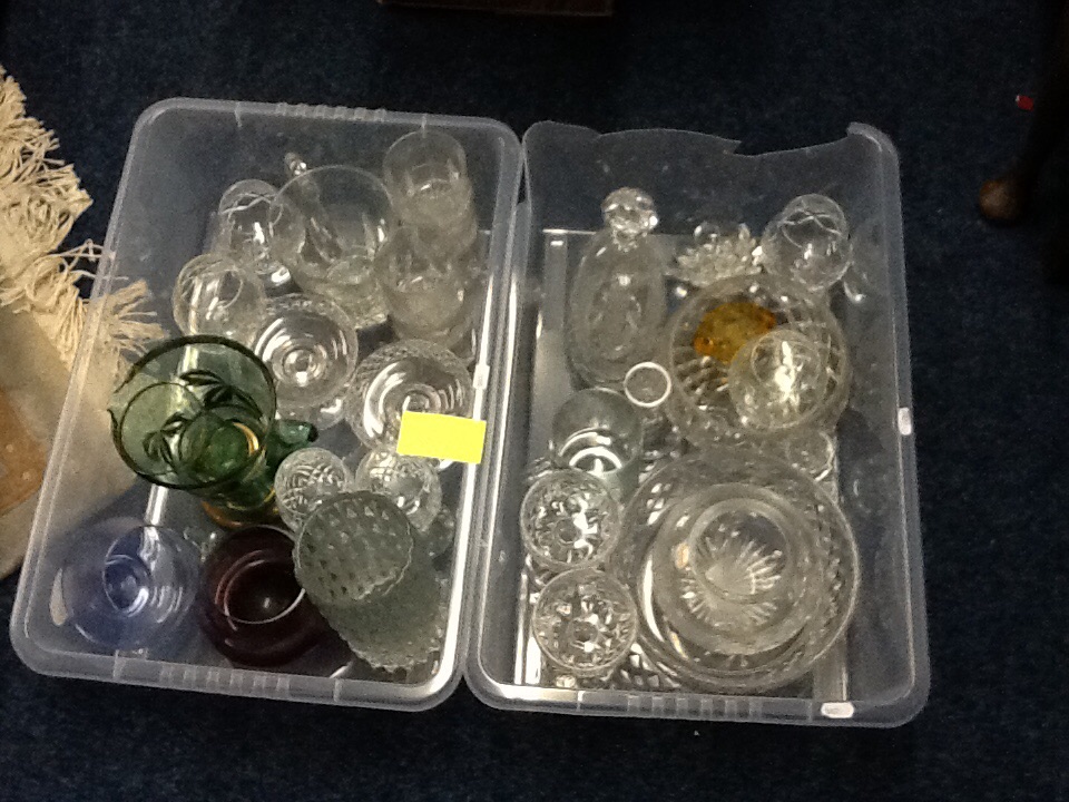 Two boxes of mixed glass ware.