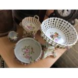 A selection of ceramic ware to include centre piece and decorative floral bowl.