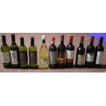 10 bottles assorted red and white new world wine, vintage 2010-2012, a bottle of homemade