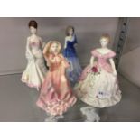 Four Coalport figures to include 'Bonnie Lass' and 'Jane'.