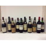 15 bottles assorted red and white old world wine, vintage 1982-2003, majority product of France.