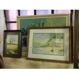 A selection of framed and glazed pictures to include large still life together with pen and