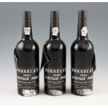 Fonseca Vintage Port 1983. Excellent labels & capsules. 3 bottles.