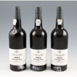 Taylor's Vintage Port 1983. Excellent labels & capsules. 3 bottles.