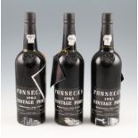 Fonseca Vintage Port 1983. Excellent labels & capsules. 3 bottles.