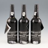 Fonseca Vintage Port 1983. Excellent labels & capsules. 3 bottles.