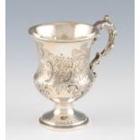 A Canadian silver mug, engraved with scroll, floral and foliage design, engraved with monograms to