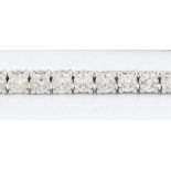 An 18ct white gold diamond line bracelet, set with 40 round brilliant cut diamonds, diamonds weigh