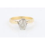 An 18ct yellow gold diamond solitaire ring, set with an oval cut diamond, approx. 0.70ct, with