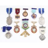 A lot to include a silver gilt enamelled Masonic medallion badge for Fortis Green Lodge No.5145,