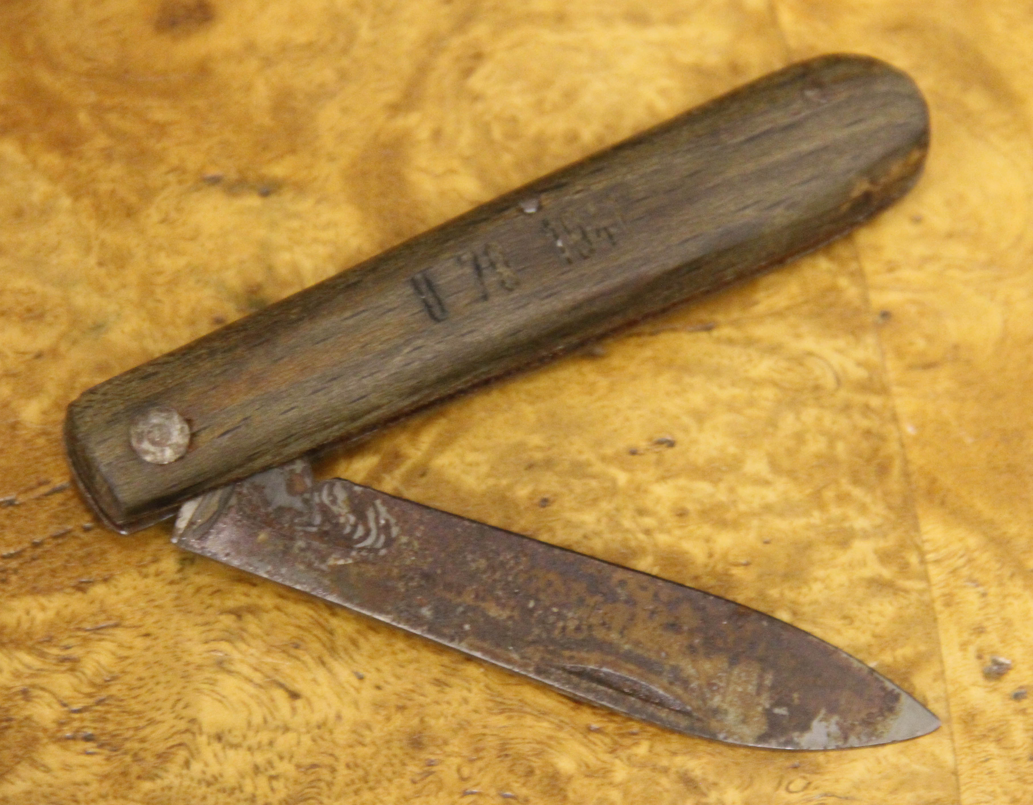 A German U-Boat wooden pen knife, stamped to side ‘U 79 1941’
