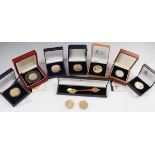 A collection of London Mint silver proof coins, mostly gilt finished to include; St George and the