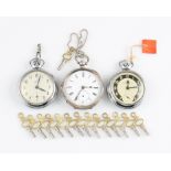 A Victorian silver open face key wind pocket watch, the white enamel dial having hourly Roman