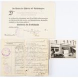 German paper work group to Walter Raabe to include blue Militarpak military pass datedto front 1912,