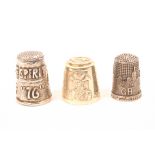 Three modern English silver commemorative thimbles, comprising an example to commemorate Trafalgar