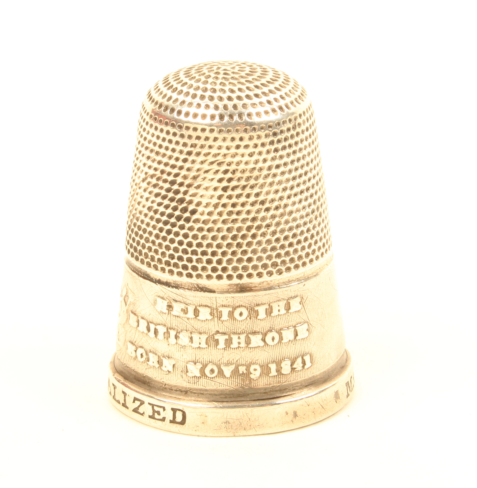 A scarce silver Royal commemorative thimble for the birth of The Prince of Wales 1841, the plain - Image 2 of 2