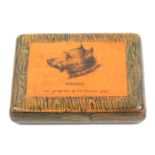 An early 19th Century hand decorated rectangular Scottish snuffbox, the lid with a pen and ink study