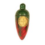 An unusual early 19th Century painted Tunbridge ware acorn form pin poppet painted in green with red