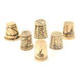 Six white metal niello decorated thimbles, two Marsh Arab. (6)