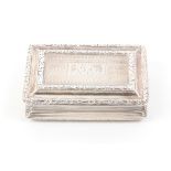 A George IV rectangular silver snuffbox with hinged cover, engine turned, engraved initials ‘GA From