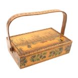An early 19th Century painted Tunbridge ware sewing box of rectangular form, the pin hinge lid