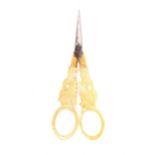 A pair of mid 19th Century Palais Royal Scissors tapering steel blades, gilded arm mounts, the