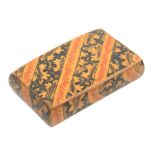 An early 19th Century hand decorated rectangular Scottish snuffbox, decorated with diagonal bands of