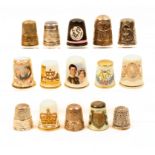 Fifteen British Royal commemorative thimbles comprising seven silver examples, EIIR on ribbed