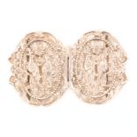 A lady’s silver waist buckle, each half pierced with two birds within pierced oval panels, Chester