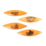 Mauchline ware – sewing – four shuttles comprising (Summit of Snowdon) 8cm, (St. Cadvans Church,