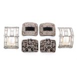 Three pairs of early 19th Century shoe buckles comprising a silver and steel pair probably French,
